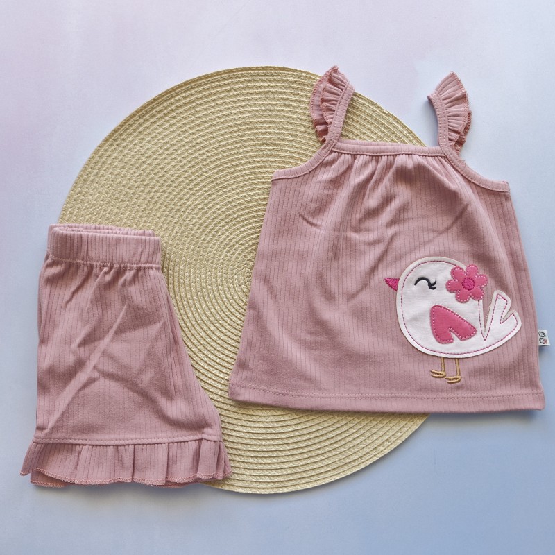 تاپ و شلوارک جوجه گلدوزی کالباسی وچیون