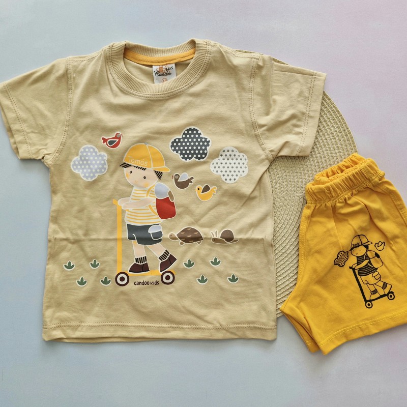 تیشرت و شلوارک اسکوترسوار نارنجی kids