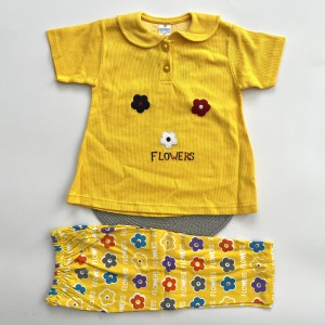 ست تیشرت شلوارک گل گلی زرد kids