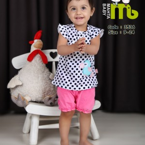 بلوز شورت دایره پرنده مهتابیبی 3536