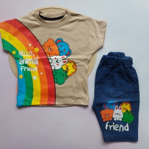 تیشرت و شلوارک رنگین کمان نسکافه ای kids