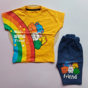 تیشرت و شلوارک رنگین کمان پرتقالی kids