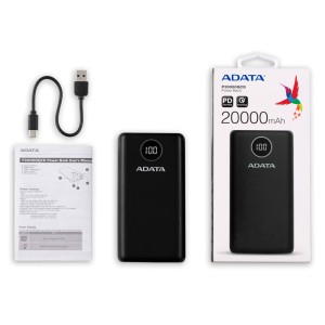پاور بانک فست شارژ ای دیتا ADATA مدل P20000QCD ظرفیت 20000 میلی آمپر ساعت