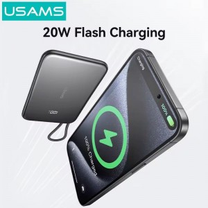 پاوربانک مگنتی 5000 فوق باریک با کابل Type-C یوسامز US-CD227