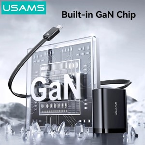 شارژر دیواری 65 وات تایپ‌سی و یواس‌بی یوسامز با کابل تایپ‌سی جمع‌شونده مدل CC299