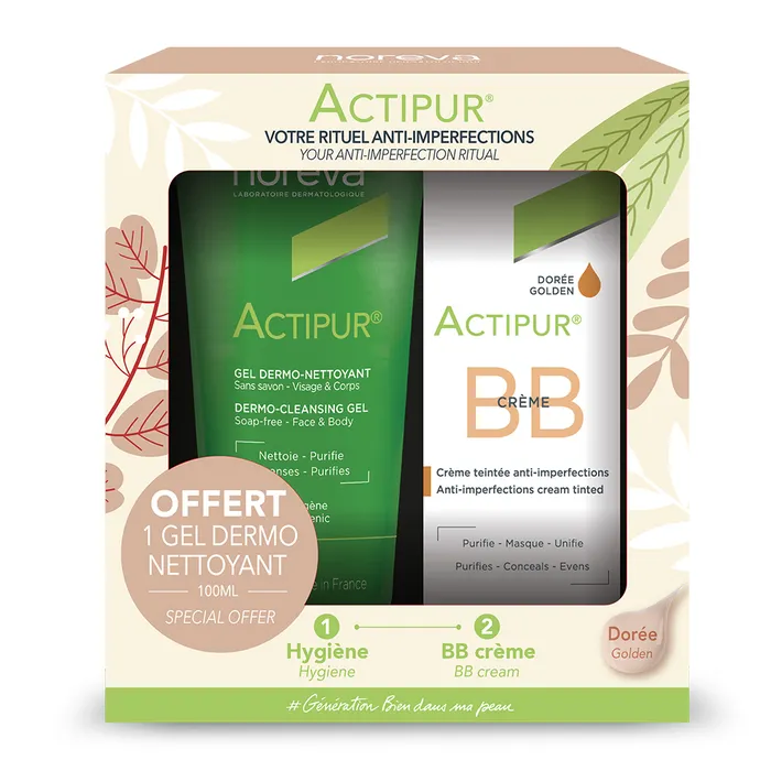پک actipur شامل بی بی کرم گلد 30 میل + ژل شستشوی 100 میل برند NOREVA
