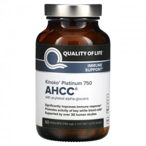 تقویت کننده سیستم ایمنی گیاهی ۶۰ عددی  AHCC برند quality of life, کوالیتی آف لایف بدون کارتن