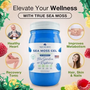 ژل خزه دریایی به همراه اسپیرولینا آبی و نعنا ۴۷۳میلی گرم برند ture sea moss