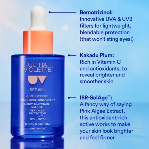 سرم روشن‌ کننده ضد آفتاب ۵۰ میل برند  Queen Screen با SPF 50 اولترا ویولت
