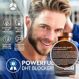 مسدود کننده DHT blocker, ضد ریزش و رشد مجدد مو برند Advanced trichology