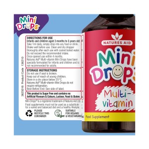 قطره مولتی‌ ویتامین کودکان 3 ماه تا ۵ سال Natures Aid – حجم ۵۰ میلی لیتر