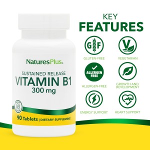 مکمل گیاهی افزایش دهنده انرژی ب ۱ دوز ۳۰۰ میلی گرم ۹۰ عددی برند nature plus ساخت آمریکا