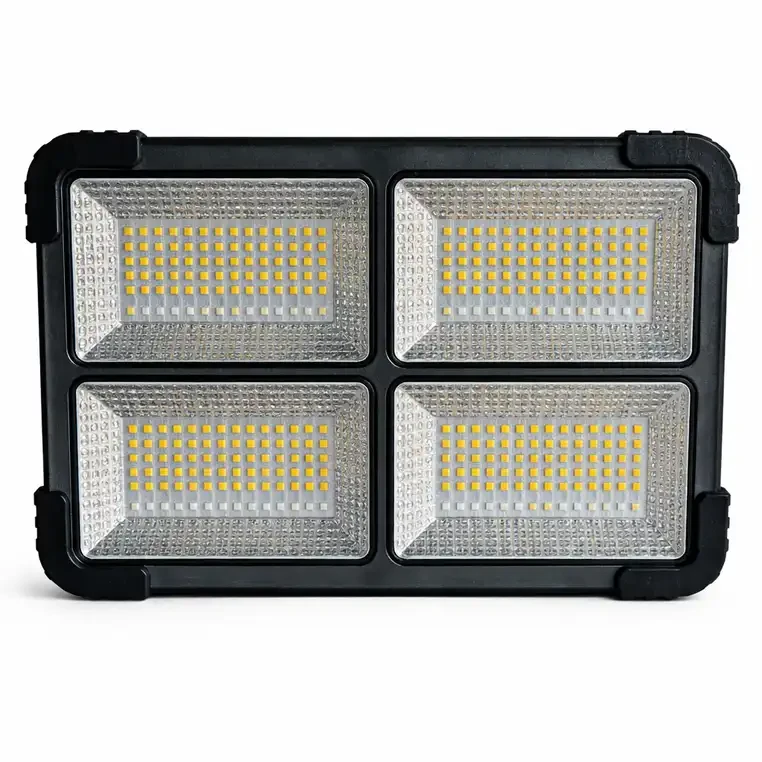 پروژکتور خورشیدی 500W شارژی پنل جدا و 5 باتری قابل‌تعویضدو لامپ