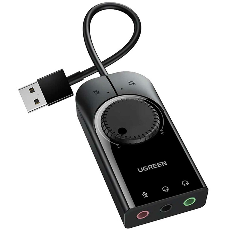 کارت صدا اکسترنال USB به جک 3.5 میلی‌متر یوگرین با کابل یک متری CM129 50599