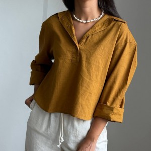 شومیز لینن جلو بسته کد 0759