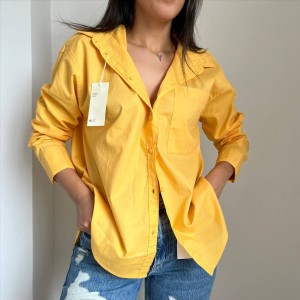 شومیز لینن زرد کد 3826