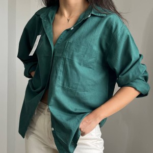 شومیز کتان سبز کد 2573