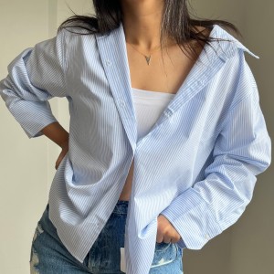 شومیز آبی راه راه کد 8734