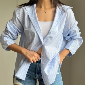 شومیز آبی راه راه کد 8734