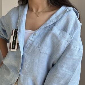 شومیز لینن مشکی کد 2642
