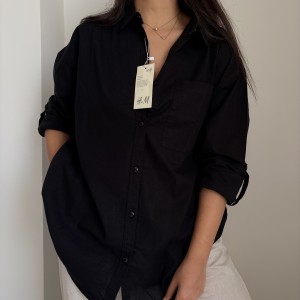شومیز کتان مشکی کد 7800