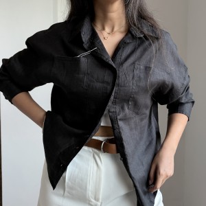 شومیز لینن مشکی کد 9375