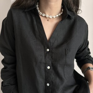 شومیز لینن مشکی کد 7953
