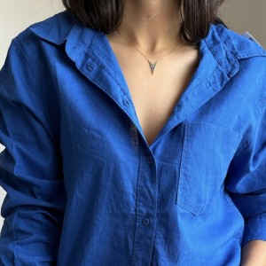 شومیز لینن آبی کاربنی کد 0439