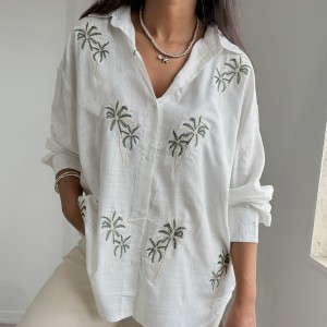 شومیز لینن گلدوزی کد 0313