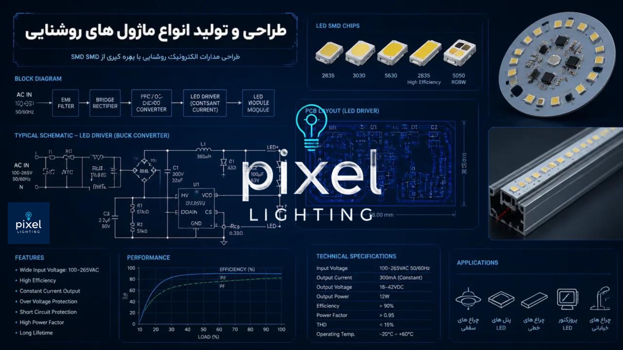 طراحی و تولید انواع ماژول های روشنایی