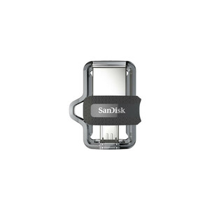 فلش مموری سن دیسک مدل Ultra Dual Drive m3.0 ظرفیت 64 گیگابایت با دو رابط USB Type-A و USB Type-C، سرعت انتقال 130 مگابایت بر ثانیه، استاندارد USB 3.2 Gen1، مناسب انتقال سریع و ایمن فایل بین دستگاه‌های هوشمند