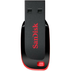 فلش مموری 64 گیگابایت سن دیسک مدل Cruzer Blade CZ50 با رابط USB 2.0، بدنه مات مقاوم در برابر اثر انگشت، قابلیت رمزگذاری نرم‌افزاری و شیار اتصال بند