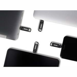 فلش مموری سن دیسک 64 گیگابایت مدل Ultra Dual Drive Go با دو رابط USB Type-C و USB Type-A، استاندارد USB 3.2 Gen1، طراحی چرخشی، سازگار با اندروید، iOS، ویندوز و مک، مناسب گوشی، تبلت، کامپیوتر و تلویزیون