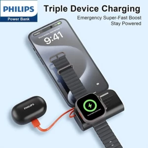 پاوربانک 5000 فیلیپس philips مدل DLP2552VB با قابلیت شارژ اپل واچ