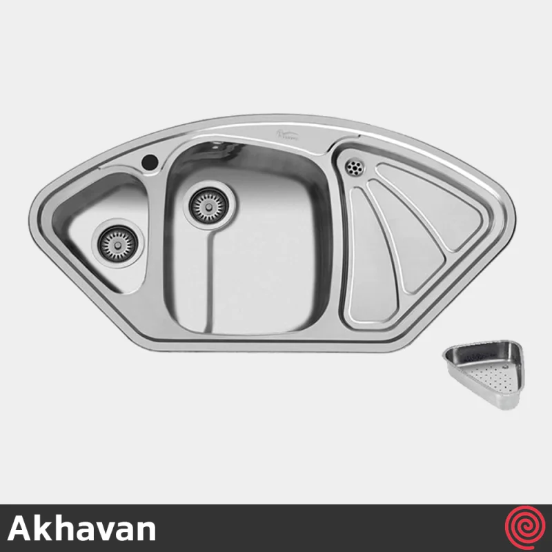 سینک ظرفشویی اخوان مدل Akhavan 47-50 | یک و نیم لگنه فانتزی توکار