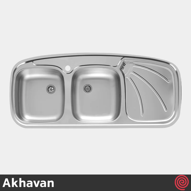 سینک ظرفشویی اخوان مدل Akhavan 136-50 | دو لگنه نیمه فانتزی توکار