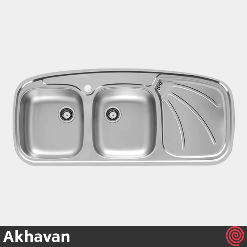 سینک ظرفشویی اخوان مدل Akhavan 136SP-50 | دو لگنه نیمه فانتزی توکار