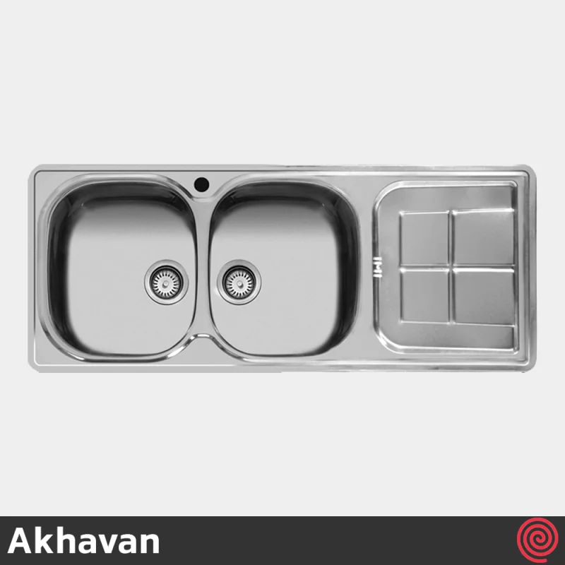 سینک ظرفشویی اخوان مدل Akhavan 145-50 | دو لگنه فانتزی توکار