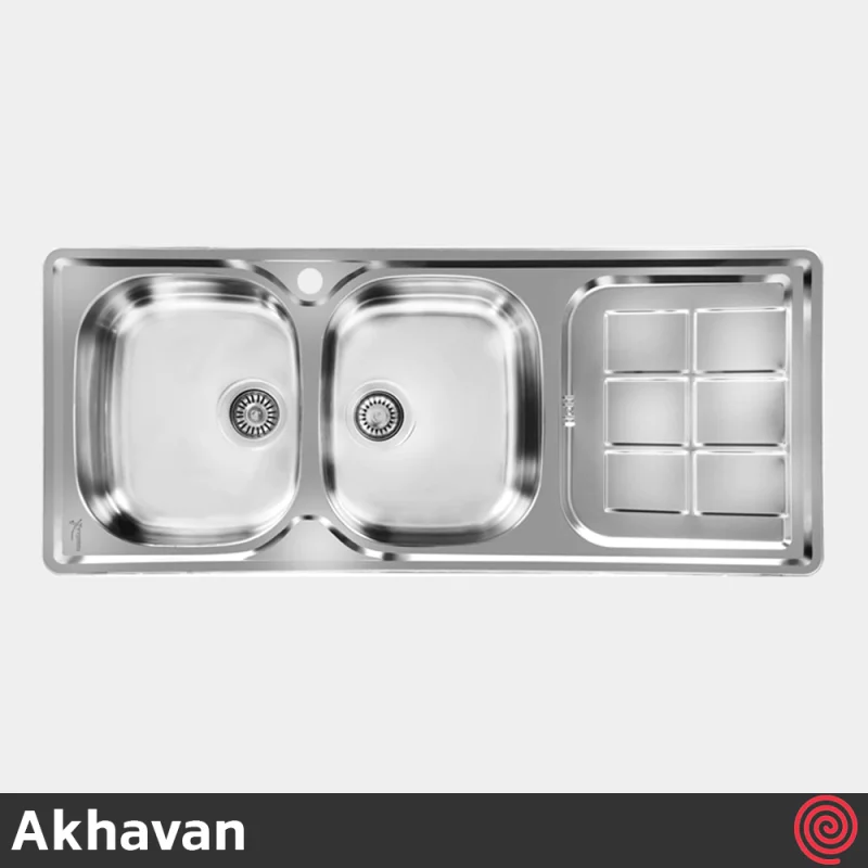 سینک ظرفشویی اخوان مدل Akhavan 147-50 | دو لگنه فانتزی توکار