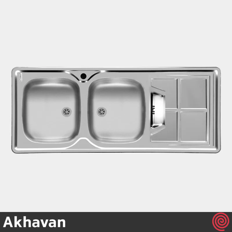 سینک ظرفشویی اخوان مدل Akhavan 161-50 | دو لگنه نیمه فانتزی توکار