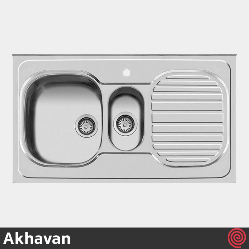 سینک ظرفشویی اخوان مدل Akhavan 27-60 | یک و نیم لگنه فانتزی روکار