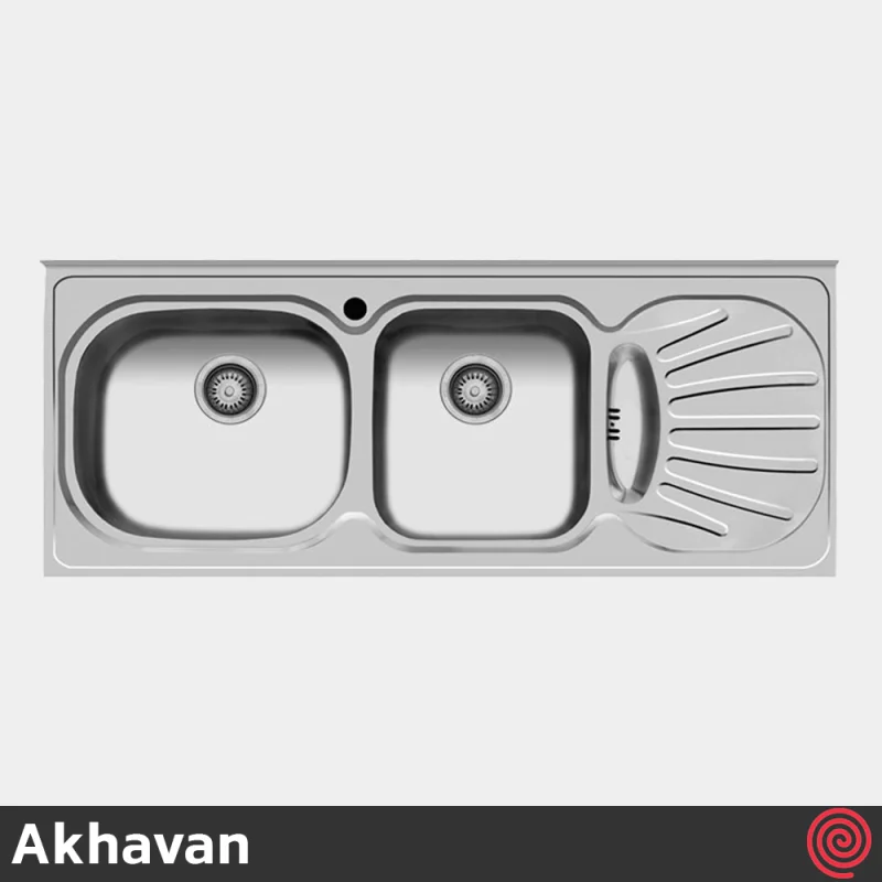 سینک ظرفشویی اخوان مدل Akhavan 36-50 | دو لگنه فانتزی روکار