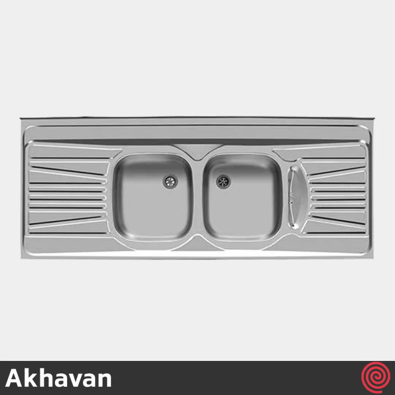 سینک ظرفشویی اخوان مدل Akhavan 52-60 | دو لگنه نیمه فانتزی روکار