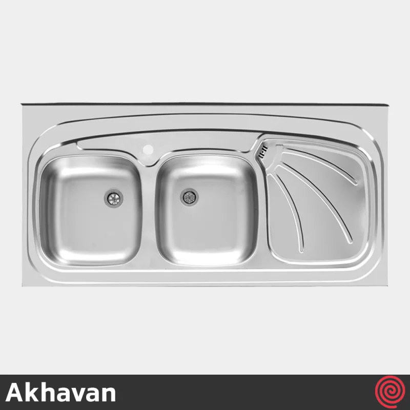 سینک ظرفشویی اخوان مدل Akhavan 121-60 | دو لگنه نیمه فانتزی روکار