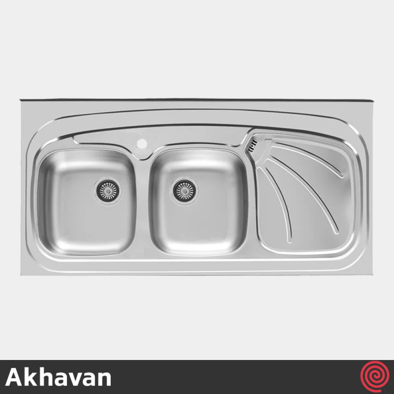 سینک ظرفشویی اخوان مدل Akhavan 121SP-60 | دو لگنه نیمه فانتزی روکار