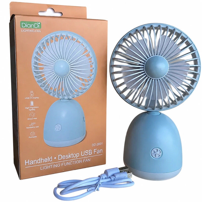 پنکه شارژی رومیزی دیاندی مدل DIANDI DD-5631 | چراغ دار 3 سرعته
