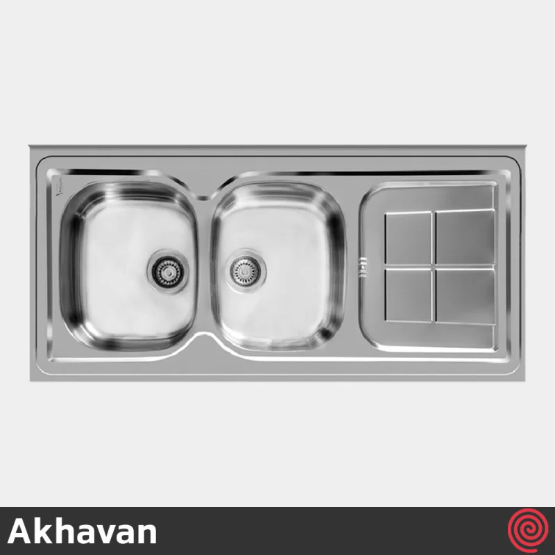 سینک ظرفشویی اخوان مدل Akhavan 146-60 | دو لگنه فانتزی روکار