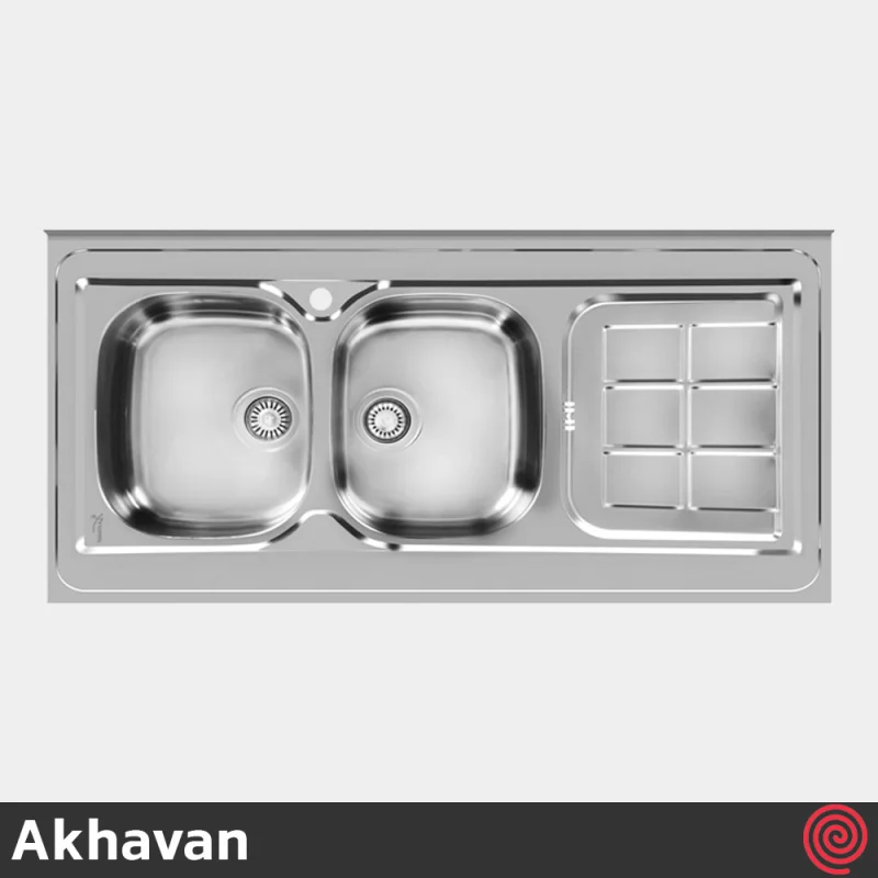 سینک ظرفشویی اخوان مدل Akhavan 148-60 | دو لگنه فانتزی روکار