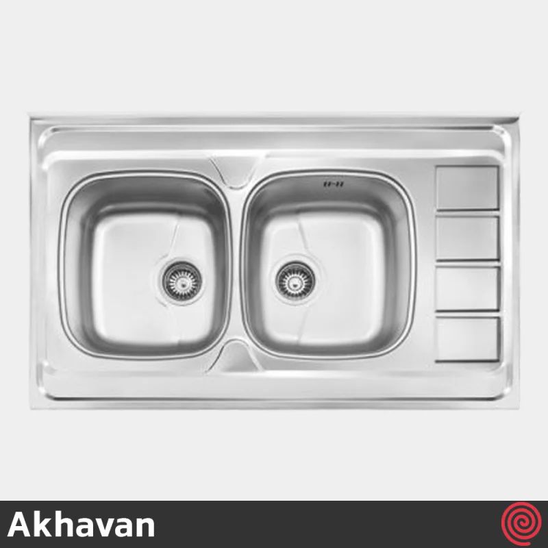 سینک ظرفشویی اخوان مدل Akhavan 163SP-60 | دو لگنه نیمه فانتزی روکار