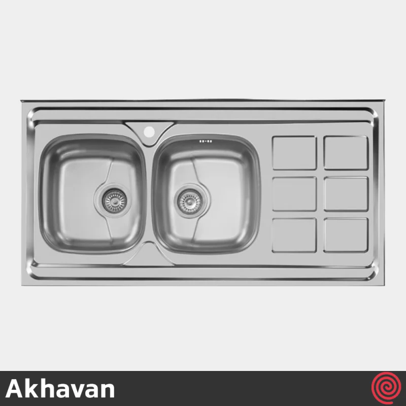 سینک ظرفشویی اخوان مدل Akhavan 166SP-60 | دو لگنه نیمه فانتزی روکار